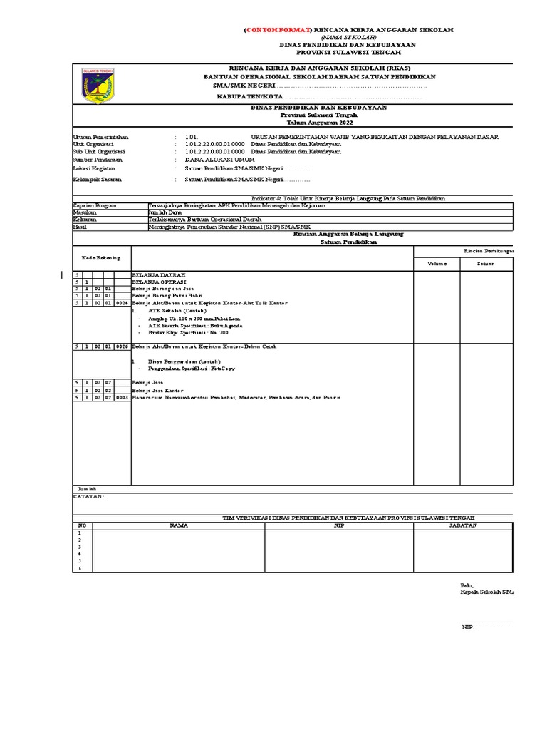 Format Rkas Bosda Satuan Pendidikan 2022 | PDF