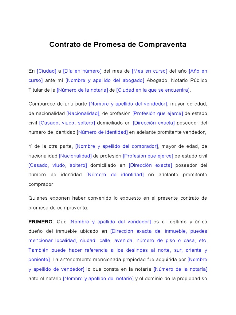 Modelo de Contrato de Promesa de Compraventa | PDF | Ley común | Justicia