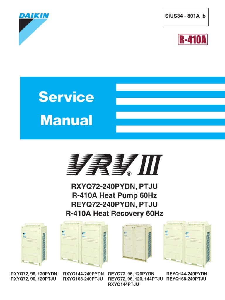 SiUS34801A B VRVIII Service Manual PDF Thermostat Heat Pump
