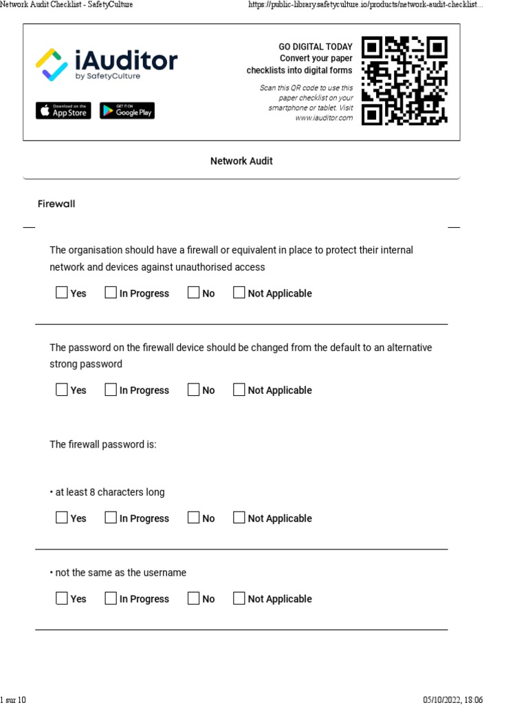 Network Security Audit Checklist | PDF | Malware | Password