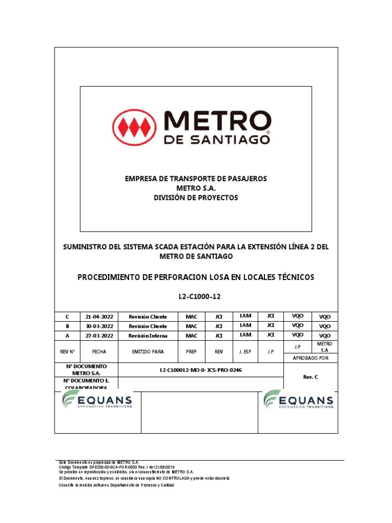 Empresa de Transporte de Pasajeros Metro S.A. División de Proyectos ...