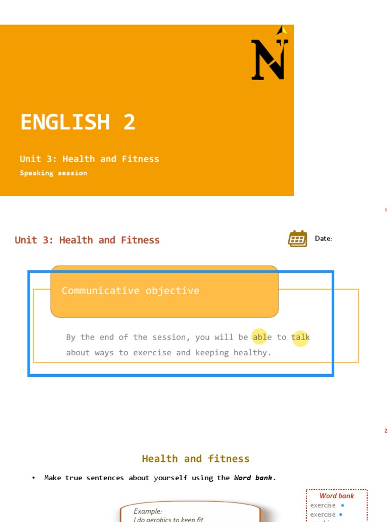 English 2 Unit 3 Health and Fitness PDF Physical Fitness Gym