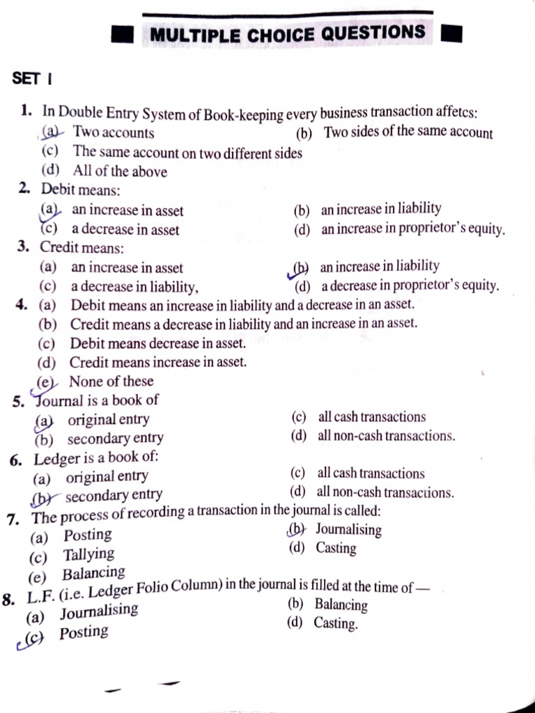 Journal, Ledger Mcq PDF Debits And Credits Balance Sheet