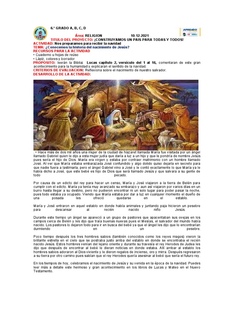 Historia del Nacimiento de Jesús | PDF | María, madre de Jesús ...