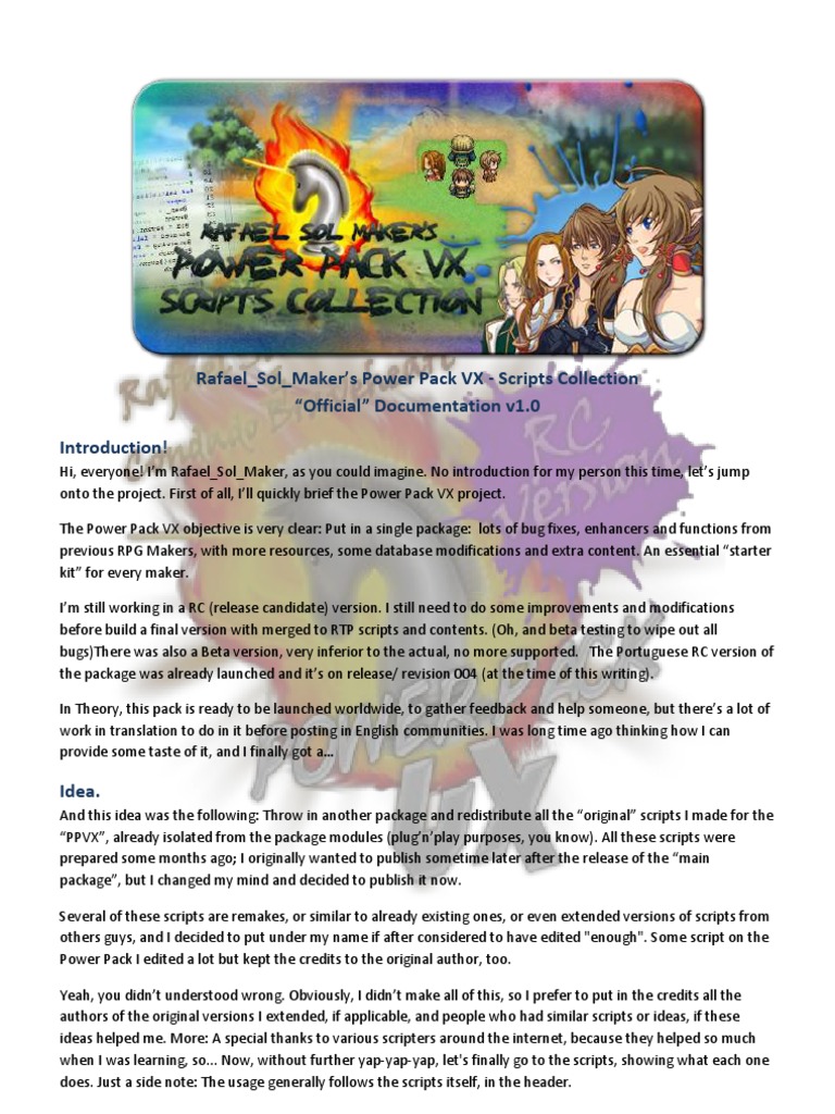 Power Pack VX Scripts Collection ''Official'' Documentation v1.0