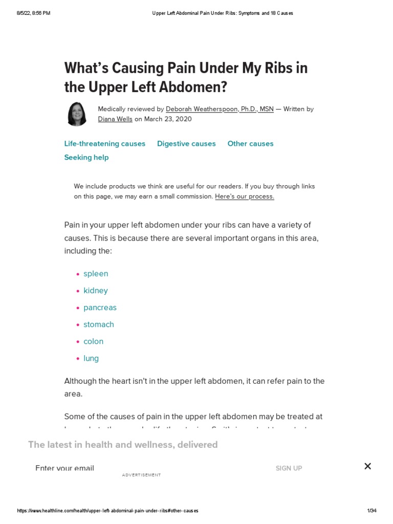 Upper Left Abdominal Pain Under Ribs Symptoms And 18 Causes PDF