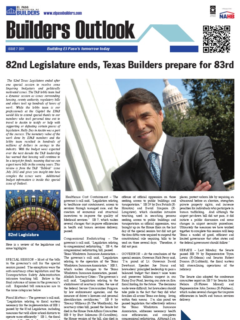 Builders Outlook: 82nd Legislature Ends, Texas Builders Prepare For ...