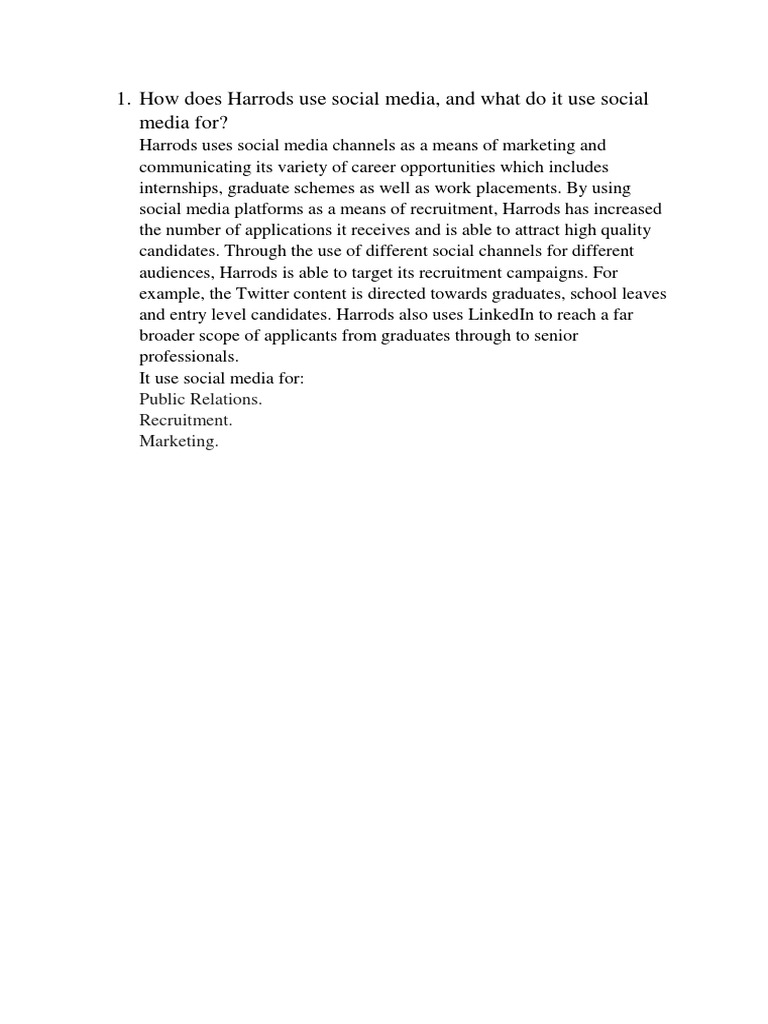 How Does Harrods Use Social Media PDF