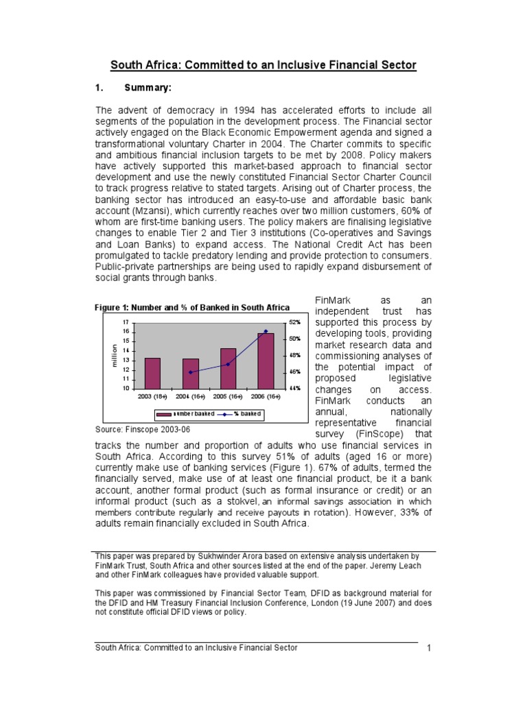 Banks and Financial Inclusion in South Africa | PDF | Financial ...