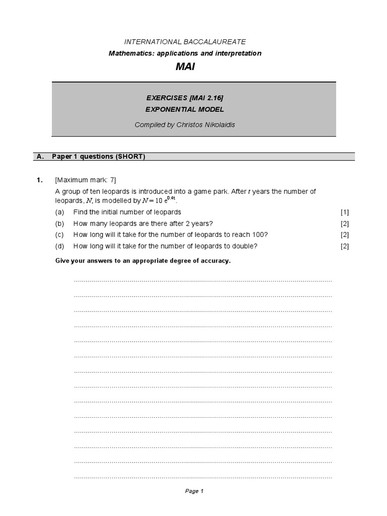 IB Math: Exponential Models | PDF | Function (Mathematics) | Mathematics