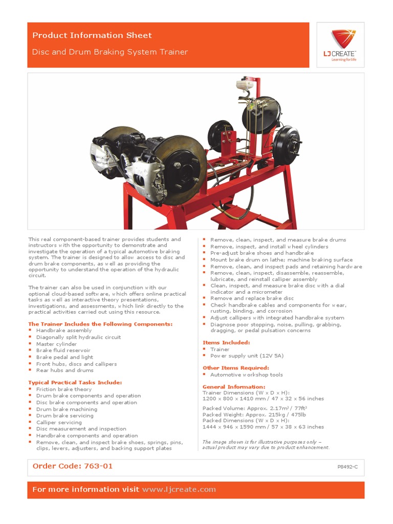Disc and Drum Brake Trainer Overview | PDF | Brake | Tools