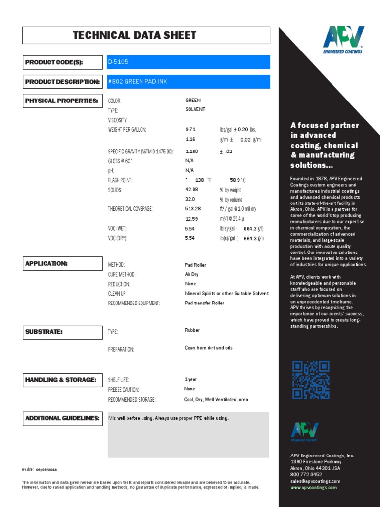 802 GREEN PAD INK TECHNICAL DATA SHEET PDF Secondary Sector Of The