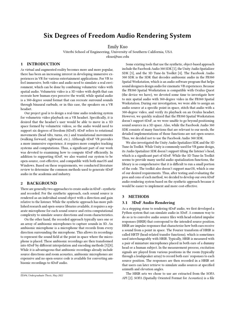 6DoF Audio for VR Developers | PDF | Virtual Reality | Computing