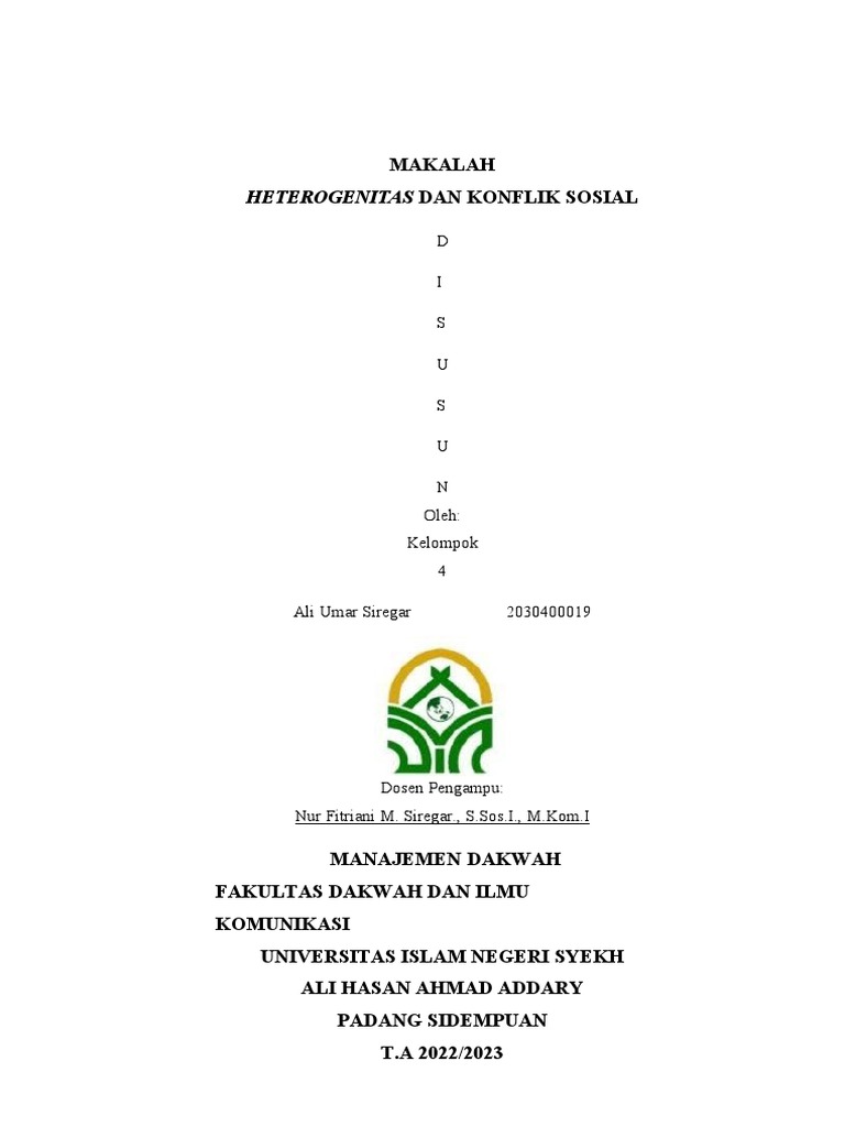 HETEROGENITAS DAN KONFLIK SOSIAL PENGERTIAN, BENTUK, PENYEBAB, DAMPAK