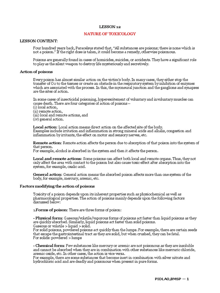 Pediatric Toxicology Overview | PDF | Poison | Chemistry