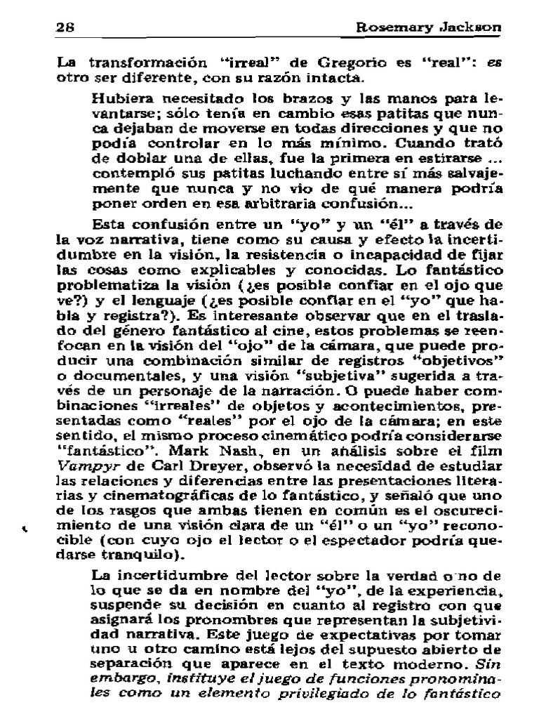 JACKSON, ROSEMARY (1986) "El Modo Fantástico" en Fantasy. Literatura y Subversión Parte 2 PDF