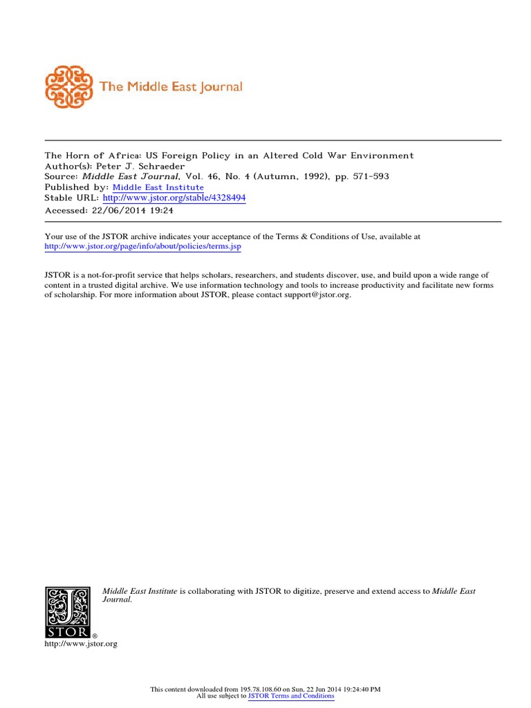 US Cold War Policy in the Horn of Africa | PDF