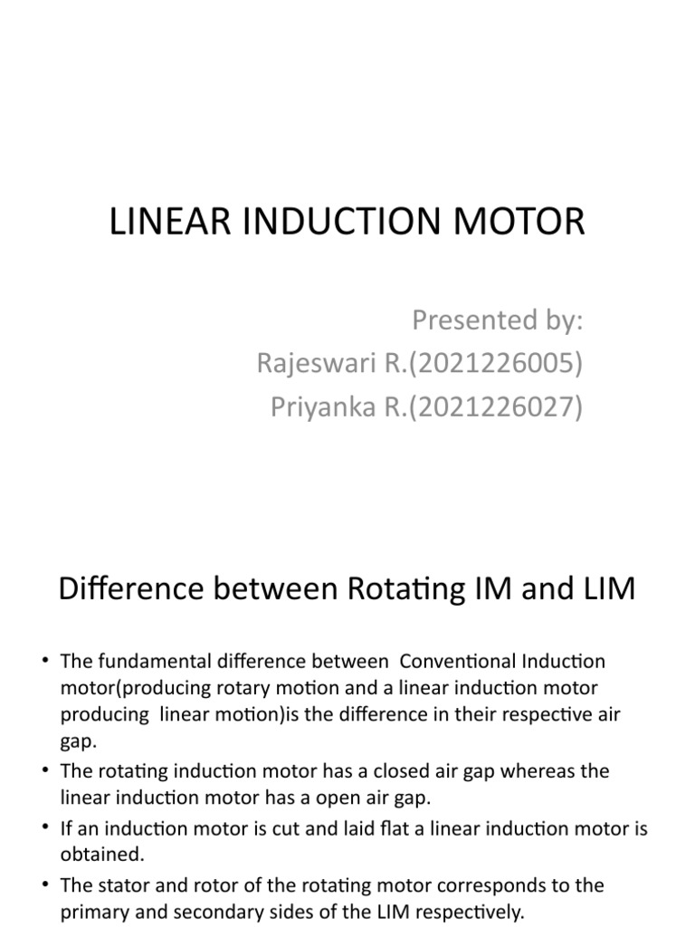 Linear Induction Motor | PDF | Electric Motor | Electromagnetic Induction