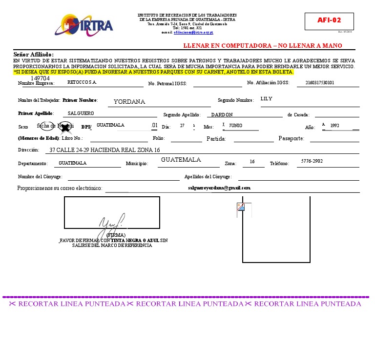 Formulario para irtra pdf