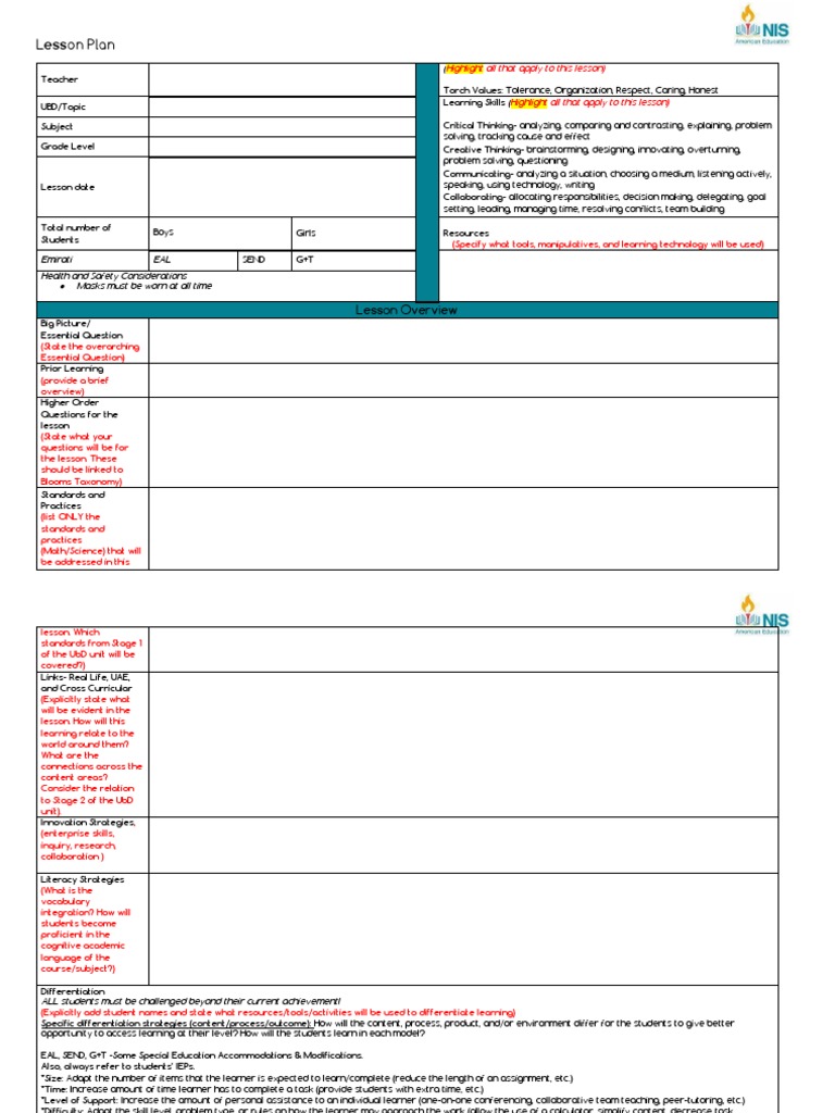 Daily Lesson Plan Template | PDF | Learning | Teaching Method