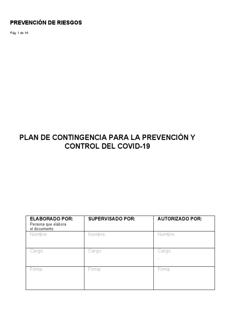 Plan de Contingencia COVID-19 | PDF | Salud pública | Causas de la muerte