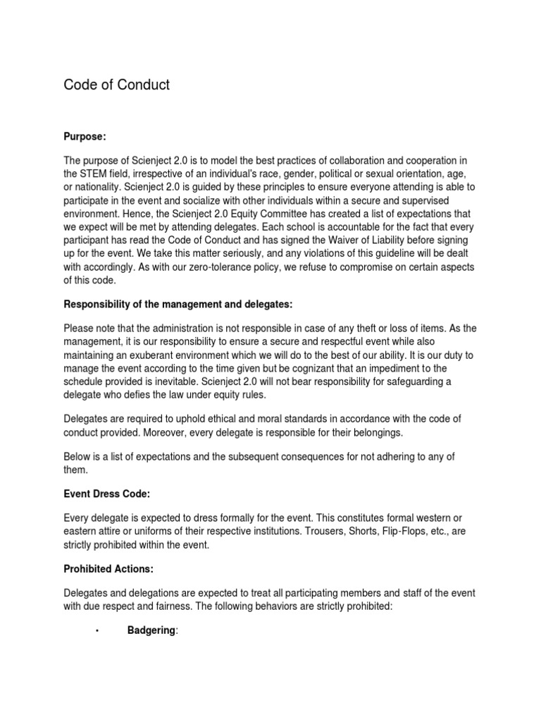 Code of Conduct PDF Harassment Sexual Harassment