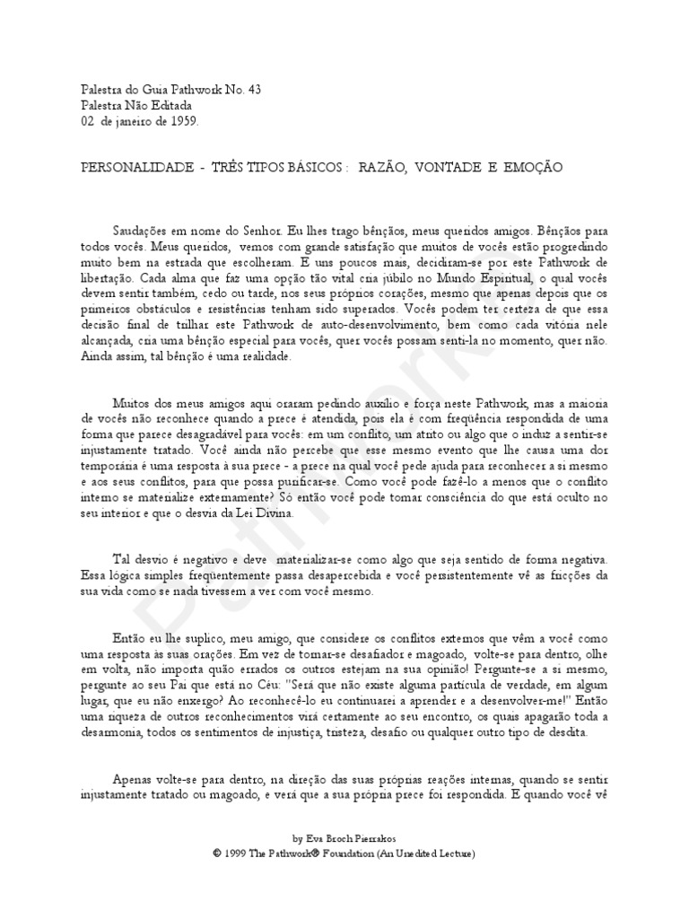 43 Personalidade - Três Tipos Básicos Razão, Vontade e Emoção | PDF ...