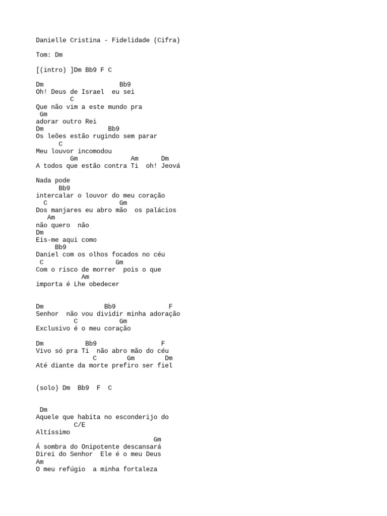 Cifra DanielleCristina Fidelidade PDF