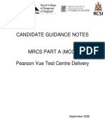 MRCS MCQ Part A Candidate Exam Day Procedures 2022 Pearson Vue Delivery Sep 2022 FINAL Update