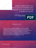 Ações Afirmativas na Educação Superior para Deficientes e Trans