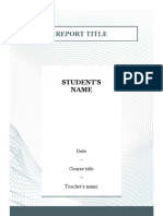Report Title: Student'S Name