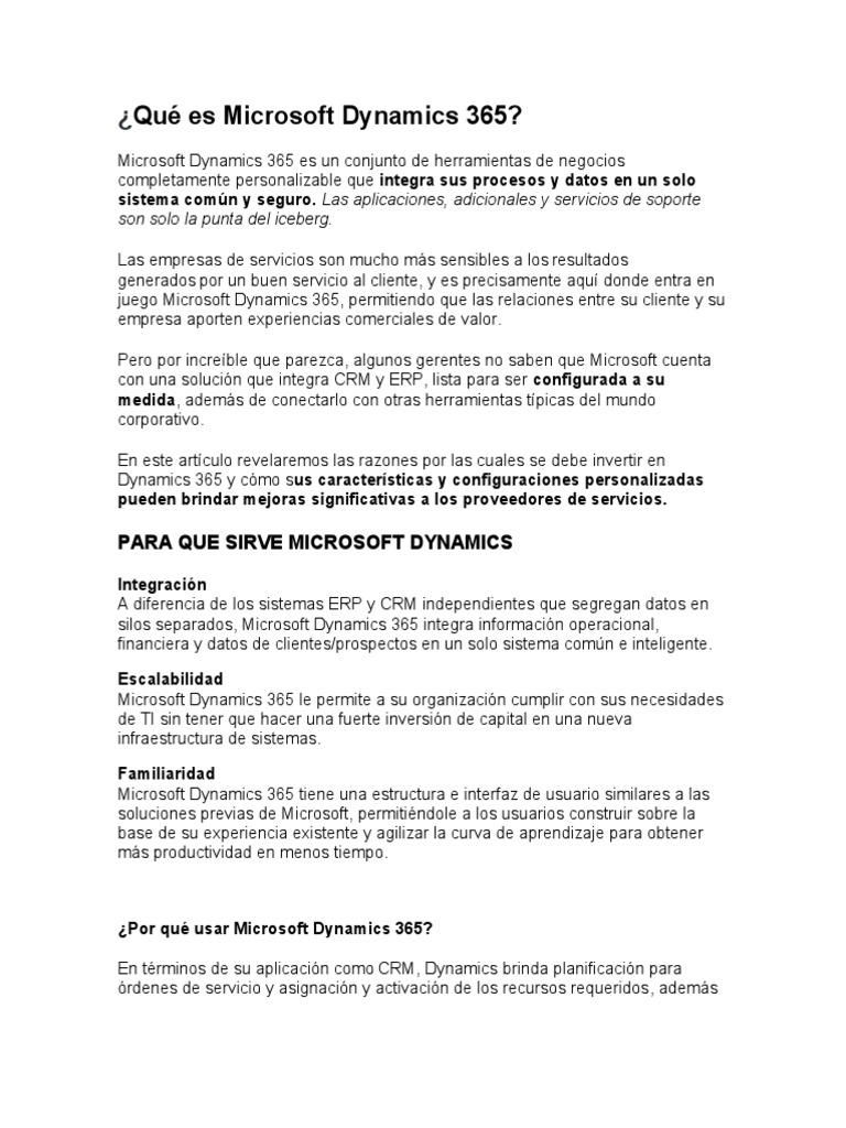 Introducción a Microsoft Dynamics 365 | PDF | Planificación de recursos ...