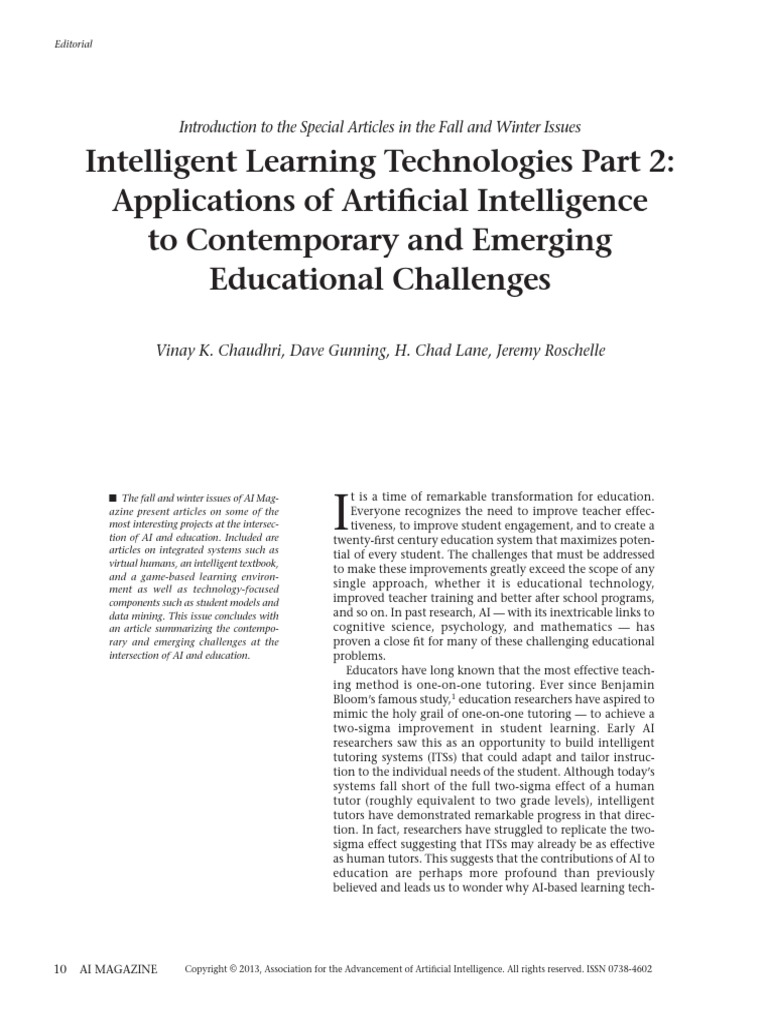 Applications of Artificial Intelligence To Contemporary and Emerging ...