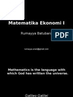 Matematika Ekonomi I: Rumayya Batubara