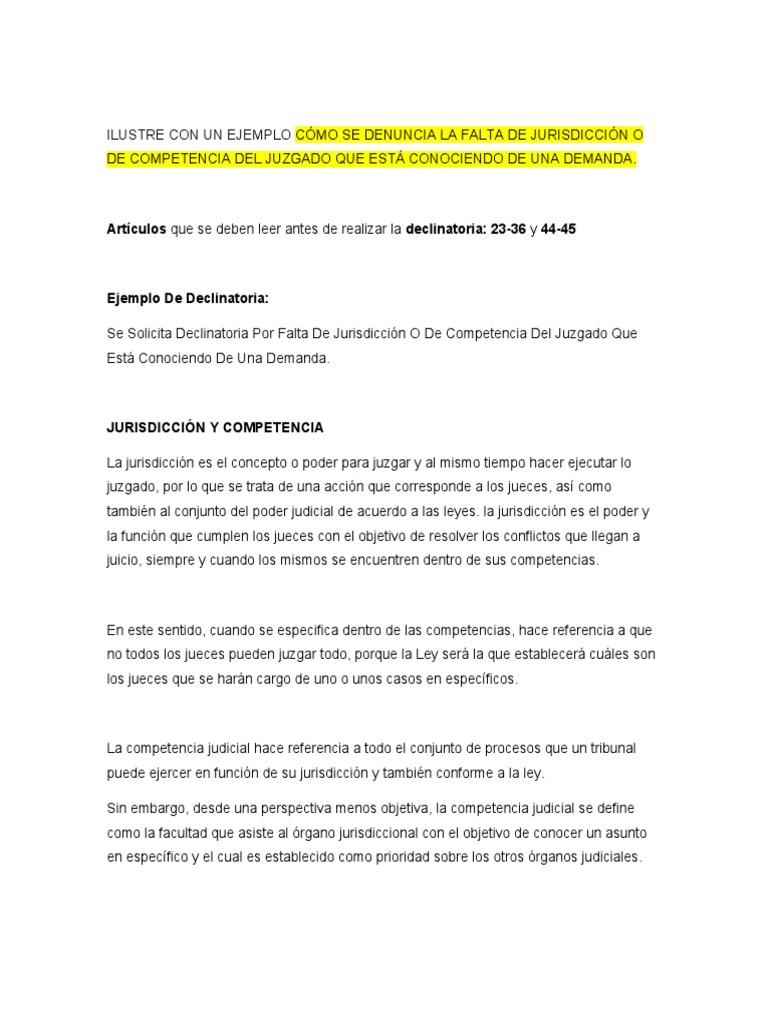DECLINATORIA | PDF