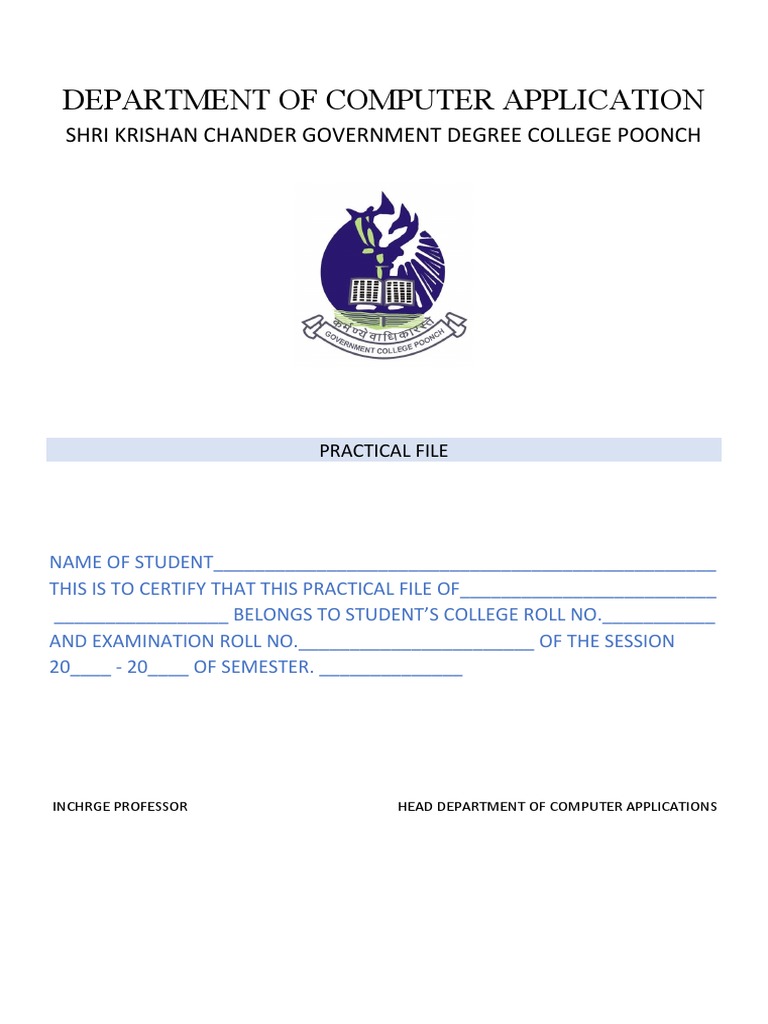 Certificate of Practical File. | PDF