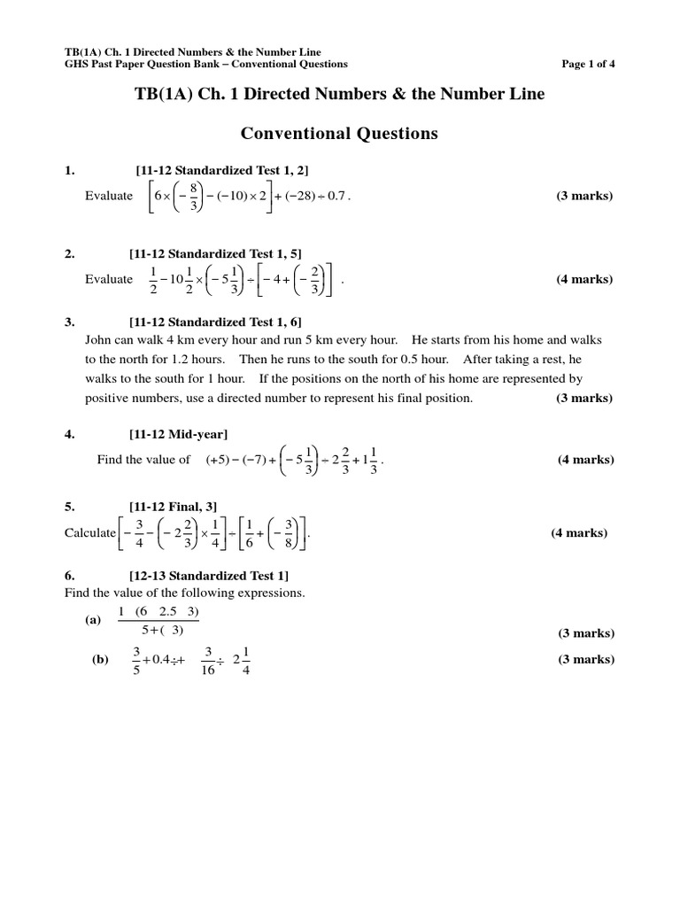  11 16 1a ch 1 directed numbers the number line cq download free
