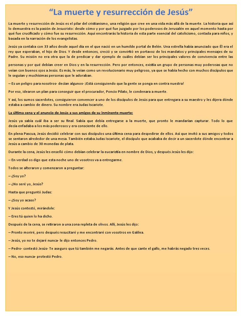La Muerte y Resurreción de Jesús | PDF | Jesús | La resurrección de Jesús