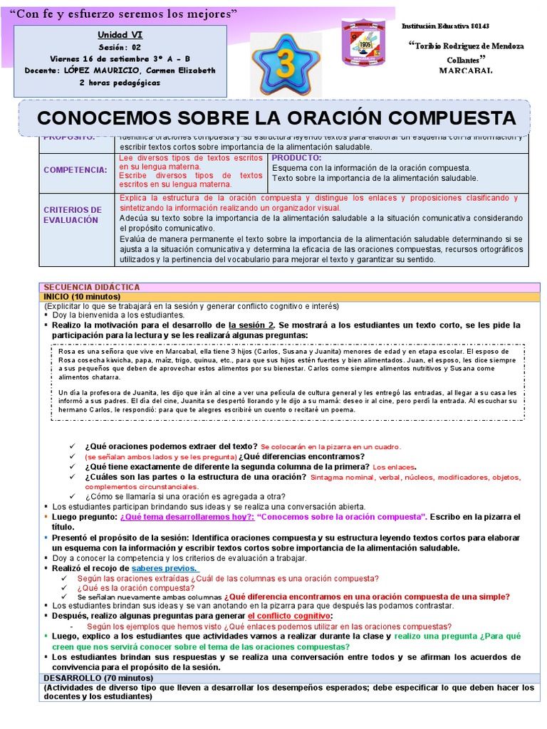 Estructura de la Oración Compuesta | PDF | Oración (Lingüística ...