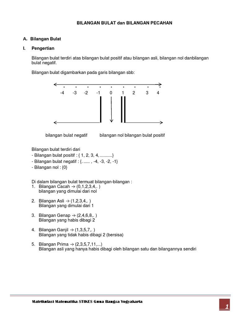 Matrikulasi Bilangan Bulat Dan Bilangan Pecahan | PDF