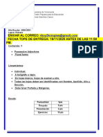 Enviar Al Correo: Fecha Tope de Entrega: 19/11/2020 Antes de Las 11:59 PM