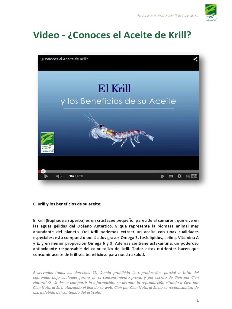 Aceite de Krill NKO - Cien por Cien Natural