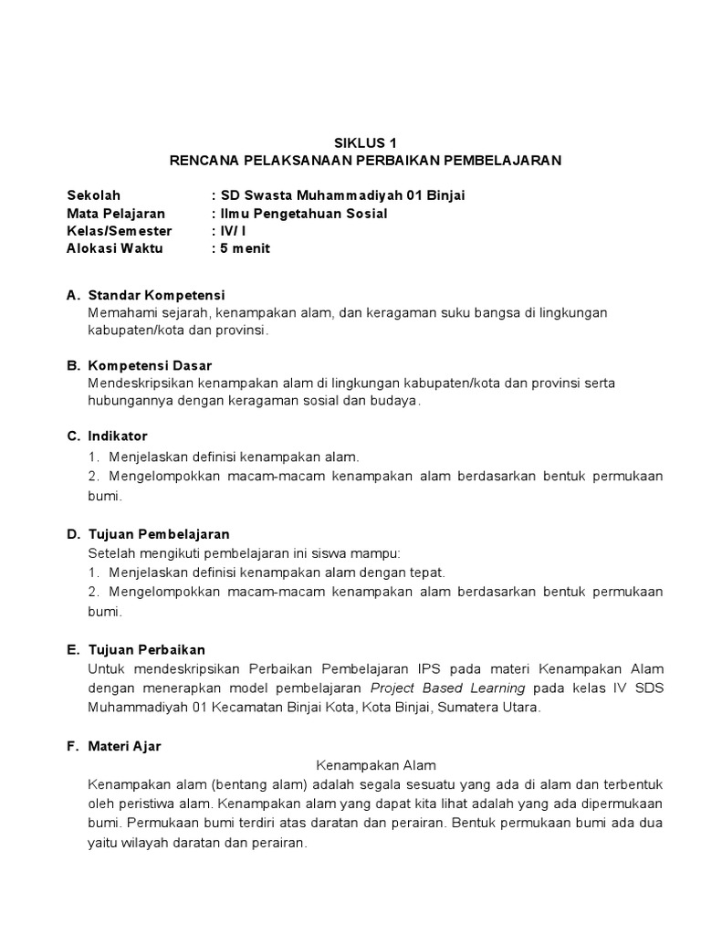 RPP Siklus 1 PKP Ihsan Aulia Ridho | PDF | Karier & Perkembangan ...