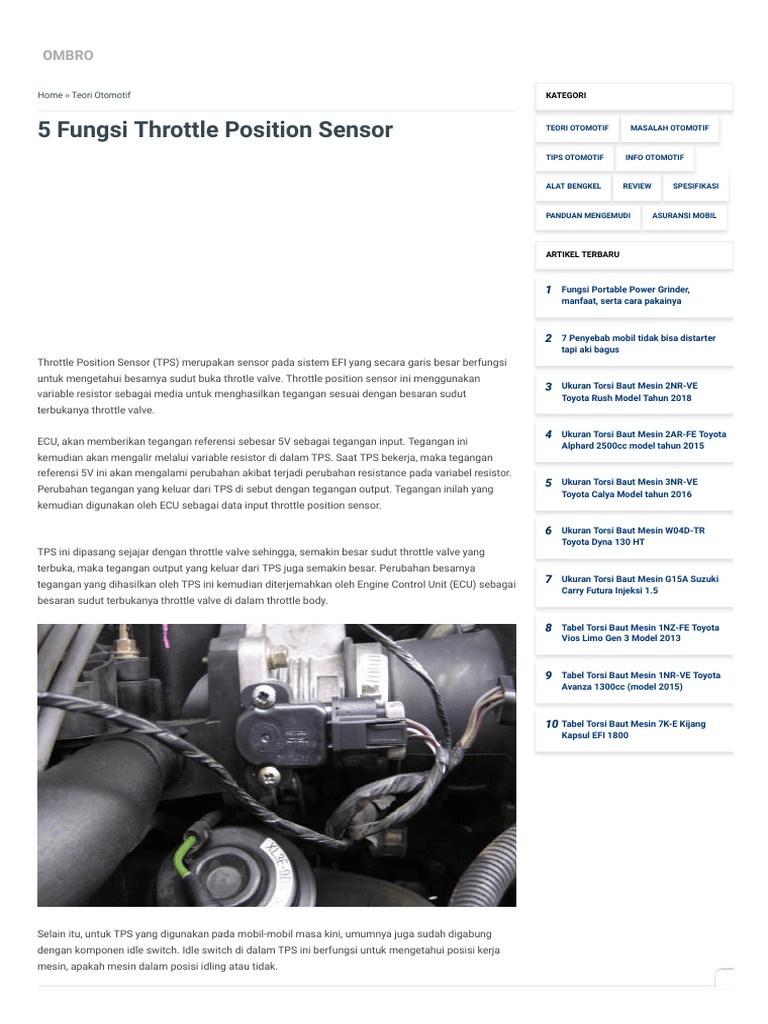 5 Fungsi Throttle Position Sensor - OMBRO | PDF | Teknologi & Rekayasa