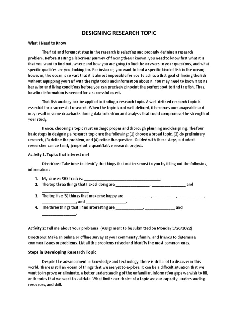 Designing Research Topic | PDF | Psychological Concepts | Science