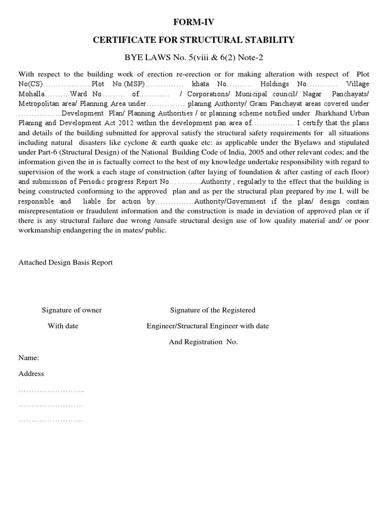 Structure Stability Certificate | PDF