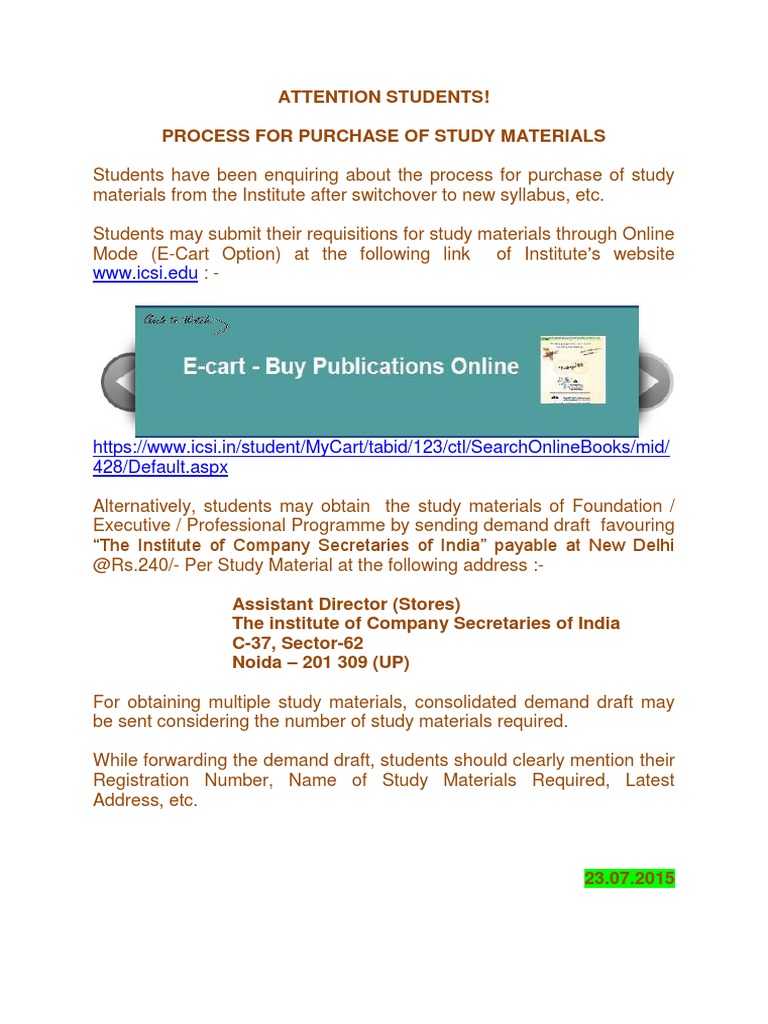 Process Purchase Studymaterials | PDF
