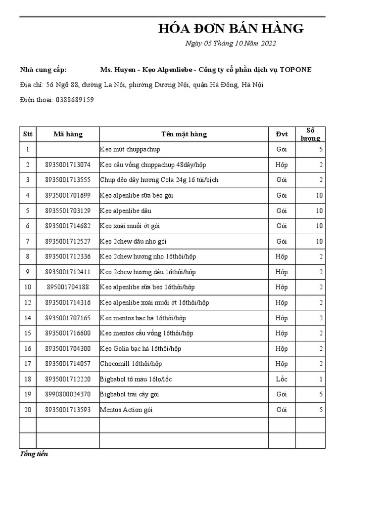 Hoa Don Ban Hang | PDF