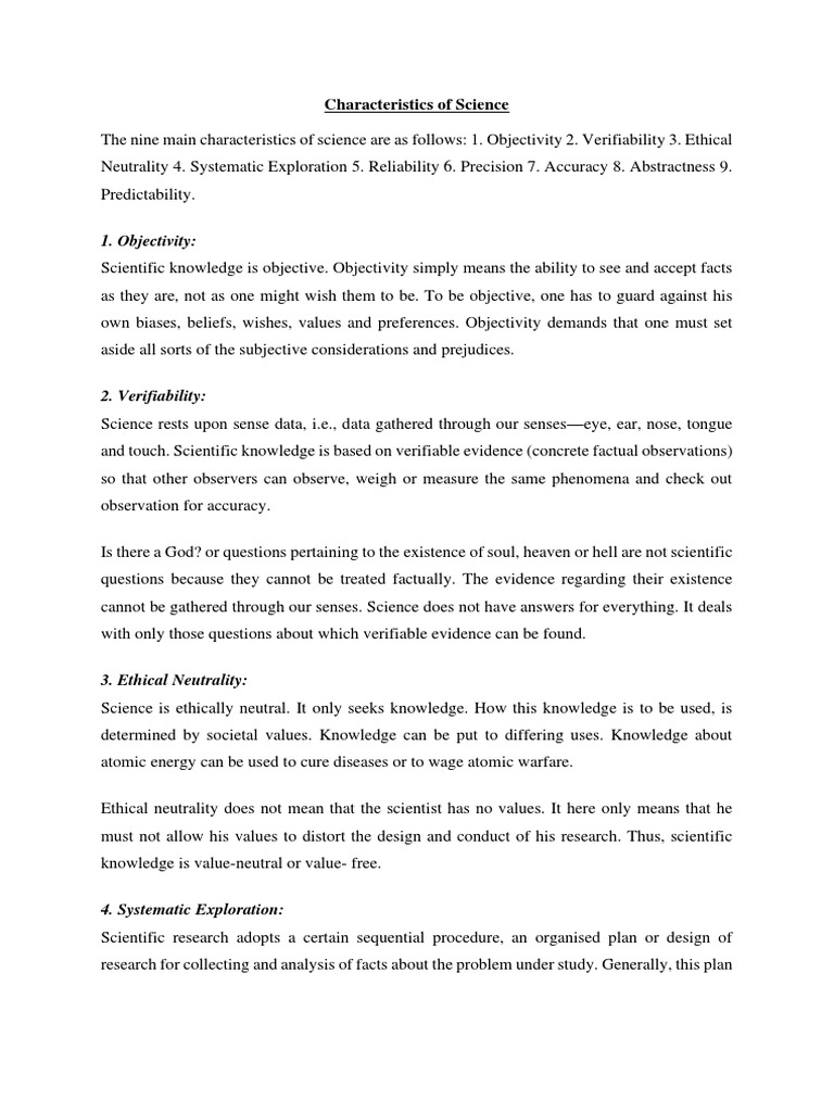 Characteristics of Scientific Knowledge | PDF | Science | Accuracy And ...