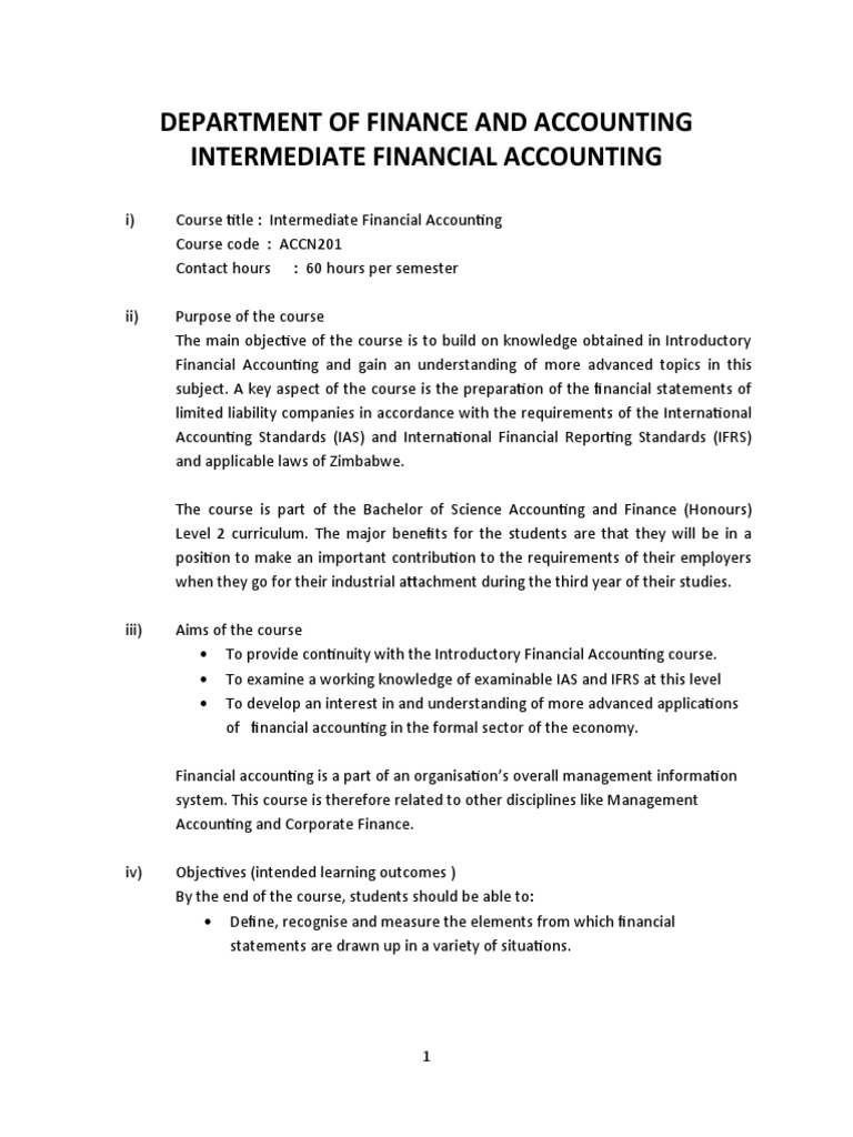 Intermediate Financial Accounting Course | PDF | International ...